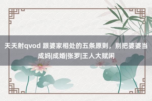 天天射qvod 跟婆家相处的五条原则，别把婆婆当成妈|成婚|张罗|王人大赋闲