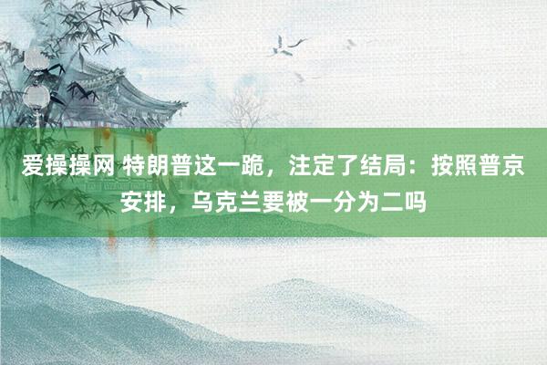 爱操操网 特朗普这一跪，注定了结局：按照普京安排，乌克兰要被一分为二吗